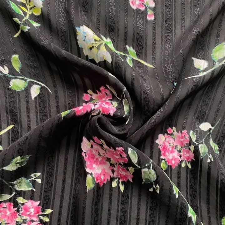 سیاہ پٹی Jacquard سلک ساٹن